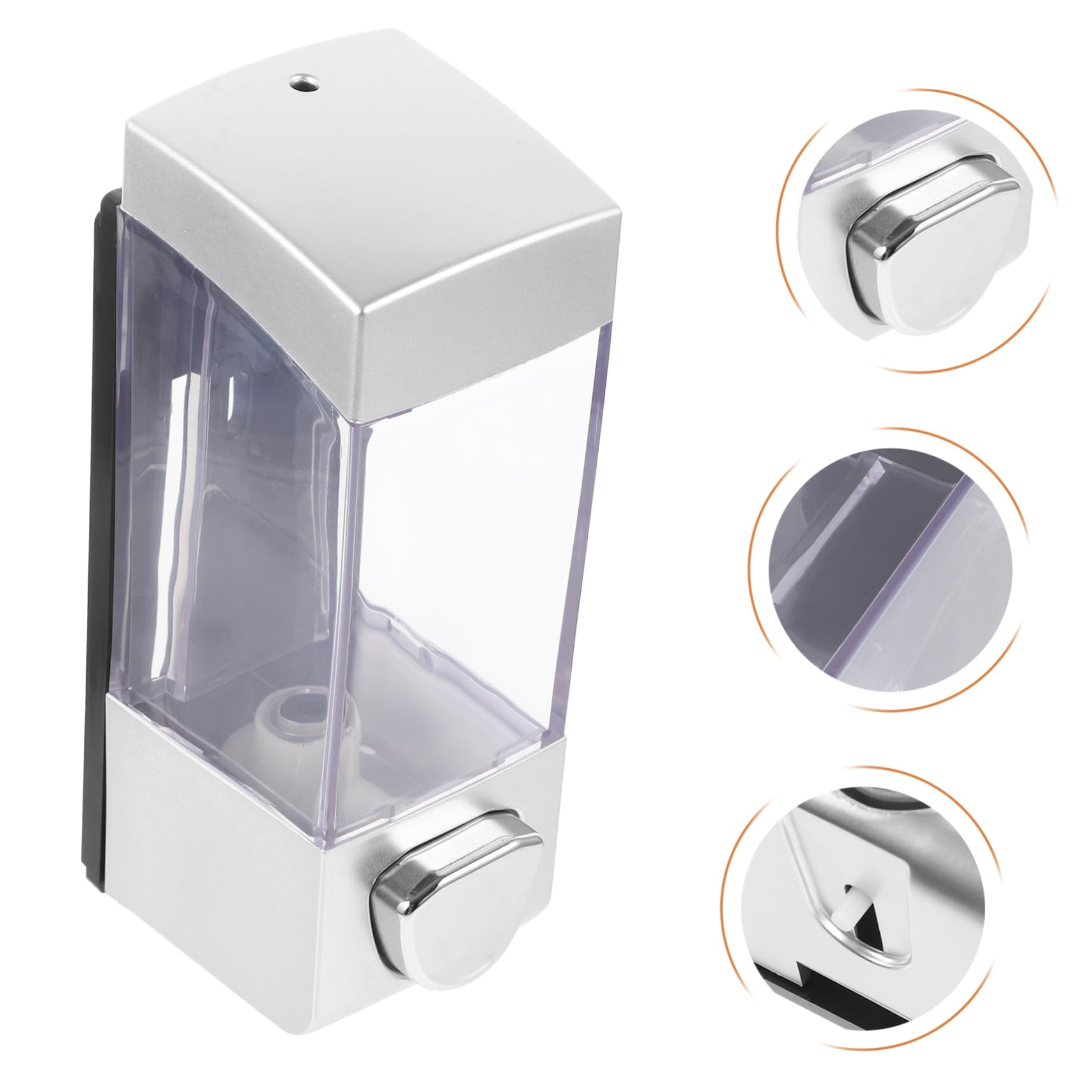 WOONEKY Wall Mount Soap Dispenser 350ml Hanging Soap Dispenser for Bathroom Shower Kitchen Silver Square Large Capacity Container
