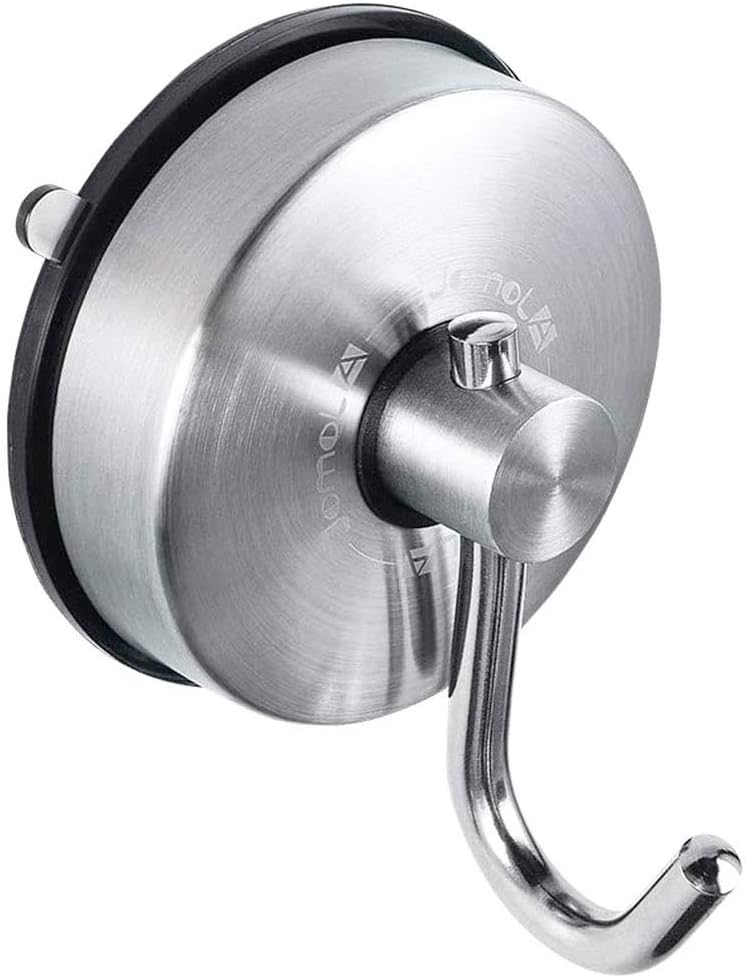 Suction Cup Towel Holder Bathroom Kitchen Shower Hand Towel Hanger Round Ring Storage SUS 304 Stainless Steel Vacuum Brushed (1 Pack Suction Cup Hook)