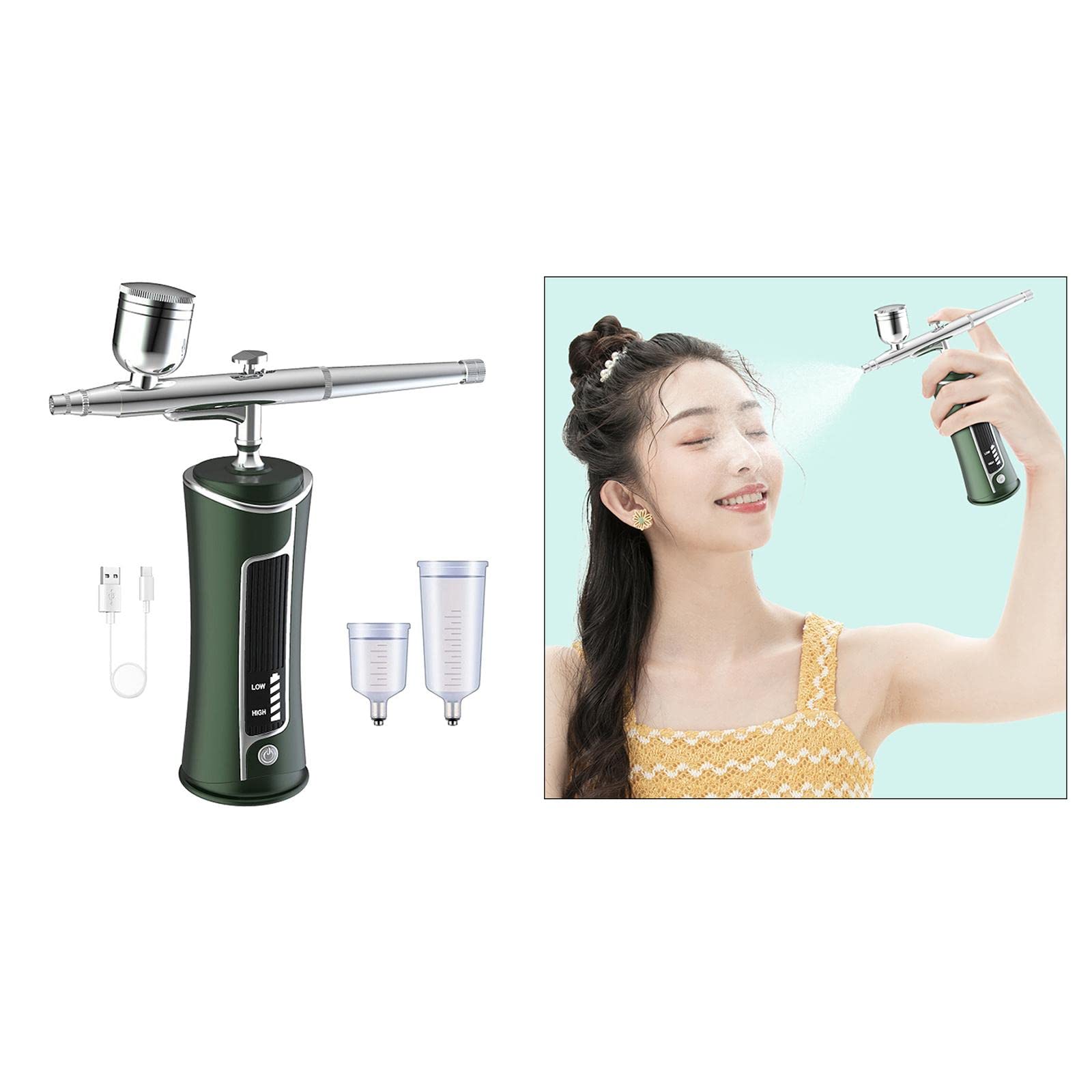 barenx Kit de compresor de aerógrafo de alimentación por gravedad de doble acción para artes, manicura,