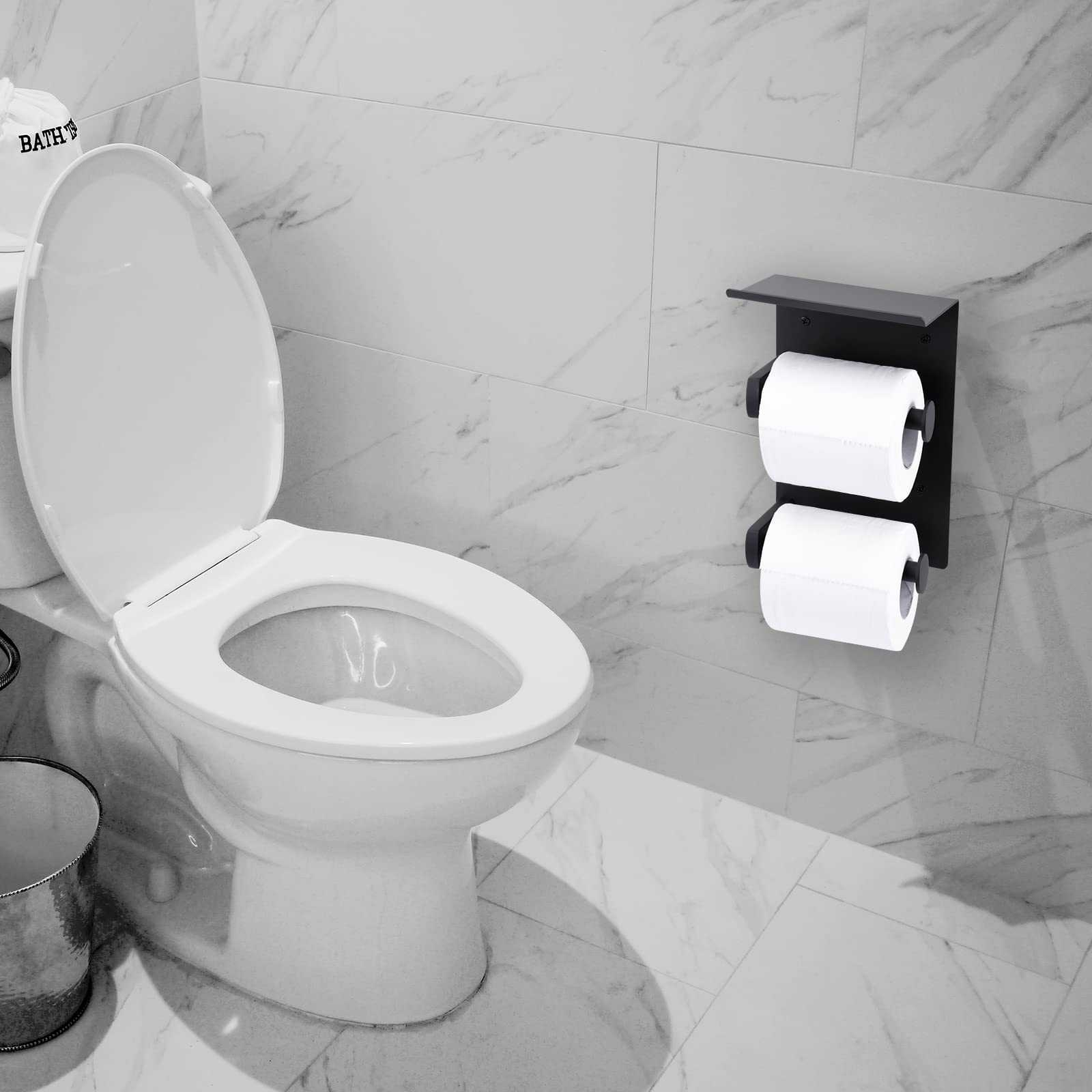 Toilettenpapierhalter Aus Edelstahl – Mit Ablage Für 2 Rollen, Silber, Ohne Bohren