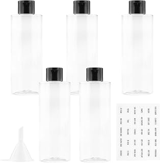 250ml Travel Bottles, Set with Lids(5 Pieces) Empty Dispensers, Plastic Bottle Set, Bottle Bottles for Cosmetics with Funnel (Transparent)