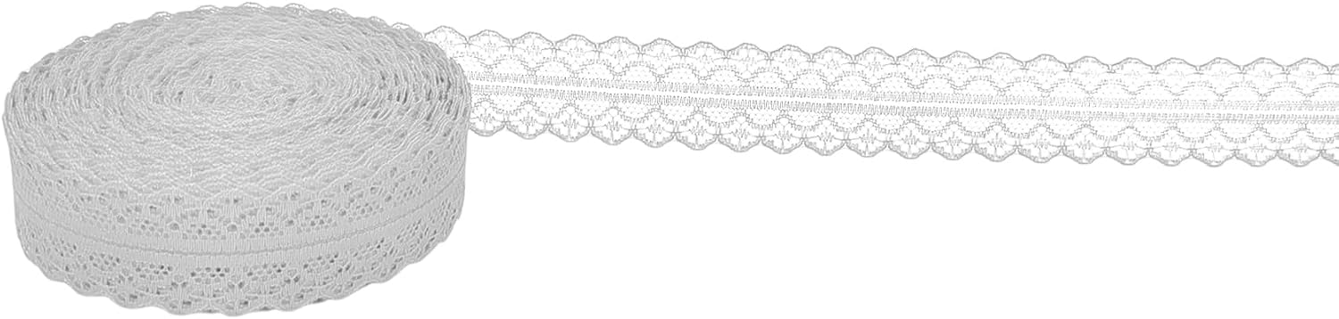 40 Yards Vintage Lace Ribbon – 30mm Scalloped Edge Cotton Crochet Trim for Wedding Decor, Bridal Dress, Gift Wrapping & Sewing Crafts (Yellow)