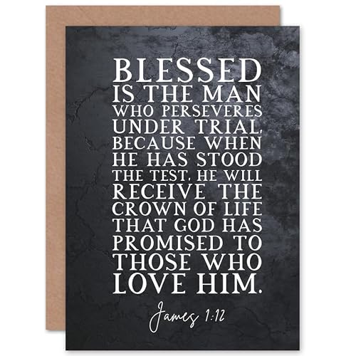 Artery8 Christian Bible Verse Card James 1:12 Greeting Card