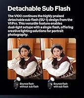 Vista 7 de Godox Flash de cámara V100 V100-C V100C versión de EE. UU. para Canon, Speedlite de cabeza redonda de 100 W, flash de obturador global TTL 2.4G TTL