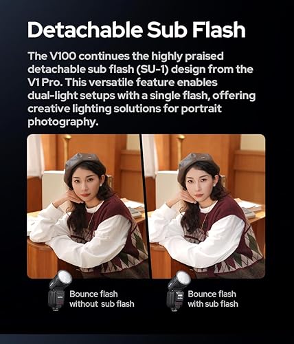 Vista 7 de Godox V100S (versión de EE. UU.) Flash para Sony - 100W TTL HSS 1/80000s Cámara Speedlight para cámaras Sony, control de pantalla táctil de cabeza