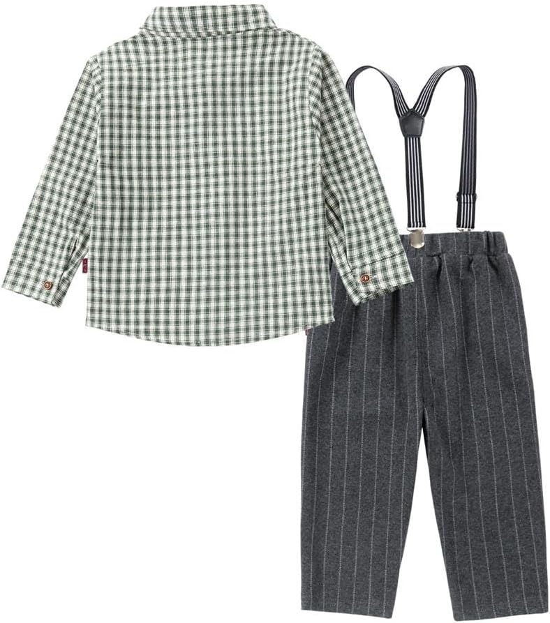 Dressy Daisy Toddlers Baby Boys 4-Piece Vest Pants Outfit with Bow Tie and Suspenders Gentleman Suit Set for Wedding Birthday