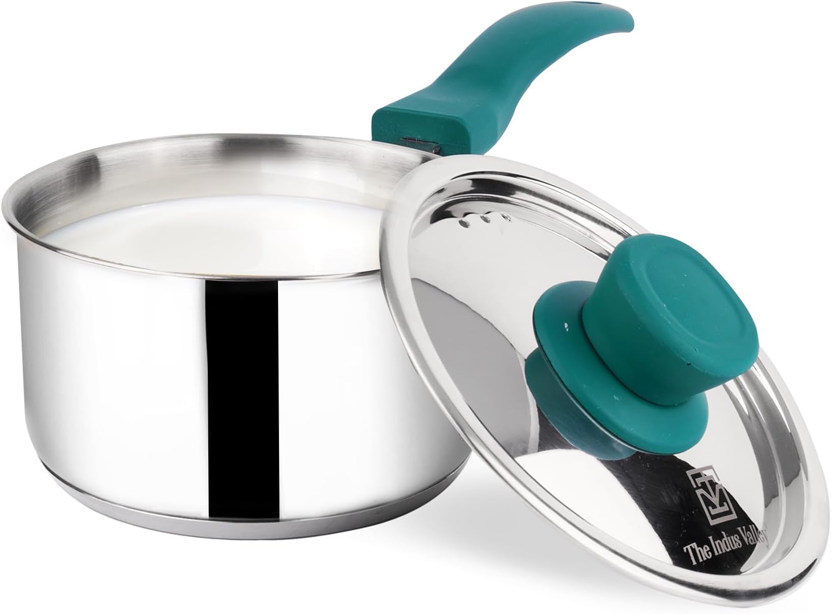 The Indus Valley Stainless Steel Sauce Pan, Tea Pan With Steel Lid, Chai Pan, Small Pan | 14.9Cm/5.9Inch, 1 liter, 0.56Kg | Induction Friendly | 3-Layer Thick Bottom, 100% Toxin-Free