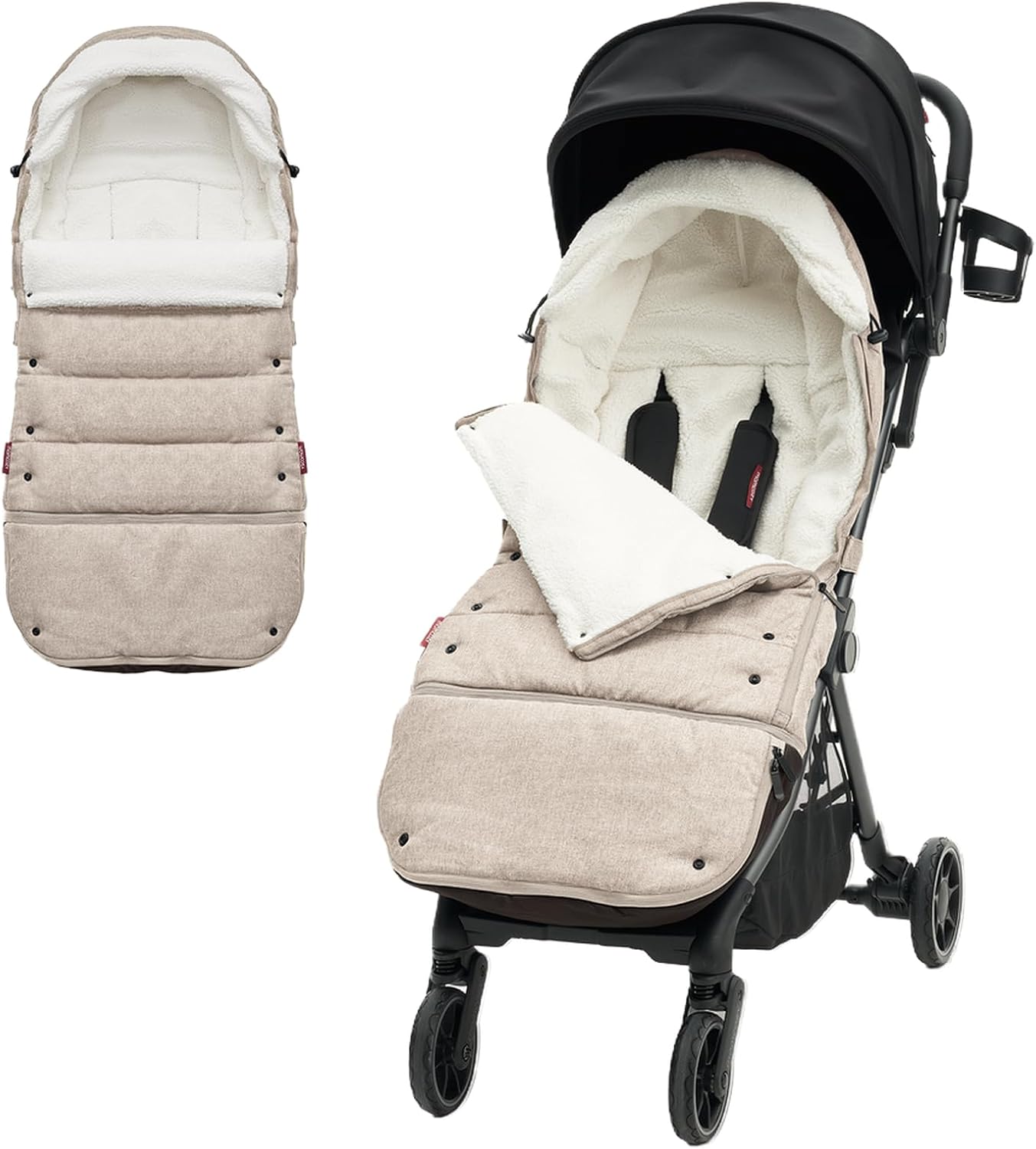 Momcozy Stroller Footmuff | Universal, Weather-Proof, Warm Stroller Bunting Bag | Extendable Winter Cover | Adjustable Buckle Khaki