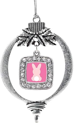 Miniatura 150 de Inspired Silver - My Vintage Initials - Adorno con dije de letra J - Adornos navideños cuadrados de plata con joyas de circonita cúbica