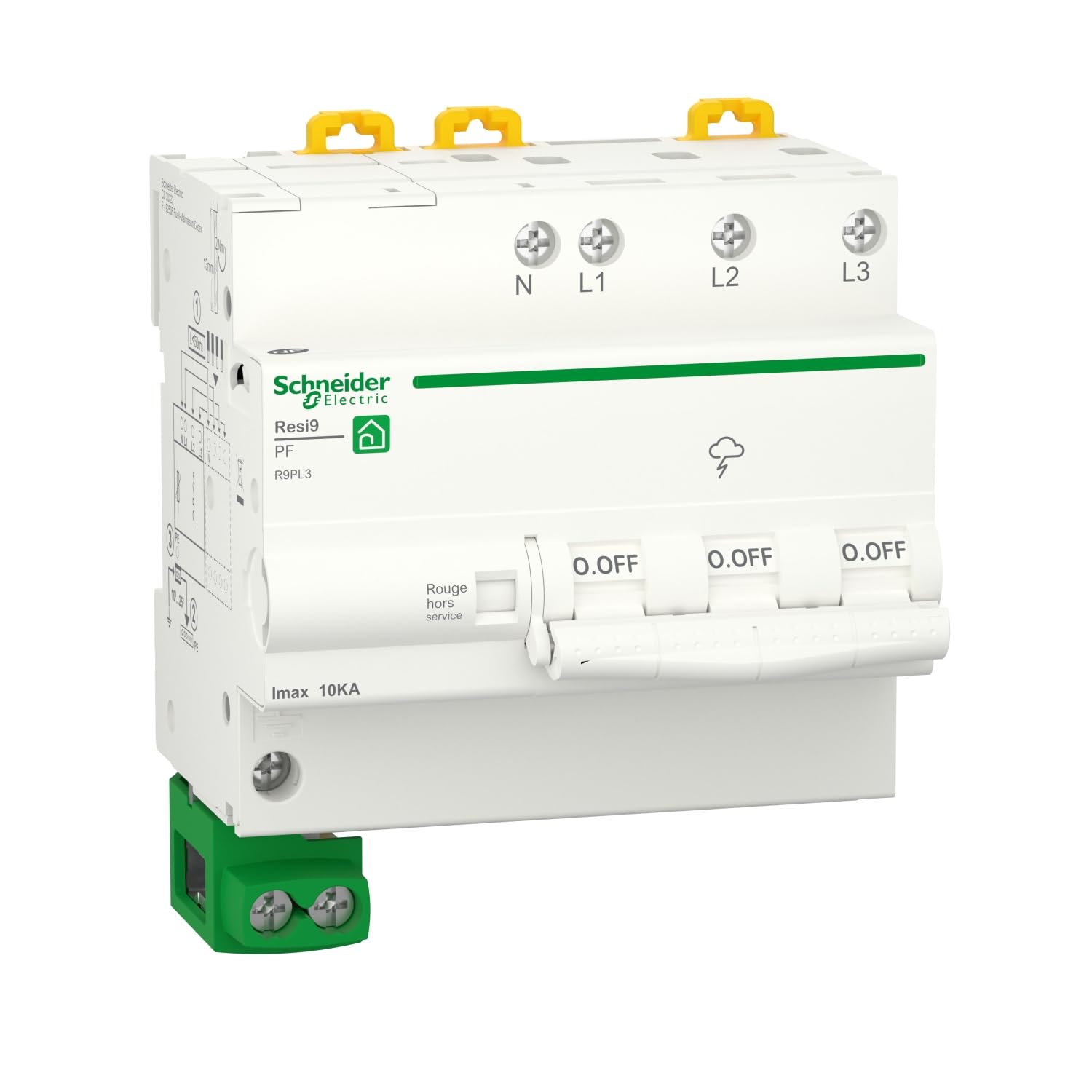 Schneider Electric R9PL3 Resi9 - Ogranicznik przepięciowy - 10kA - 3P+N z akcesoriami 10kA 3P+N z acc