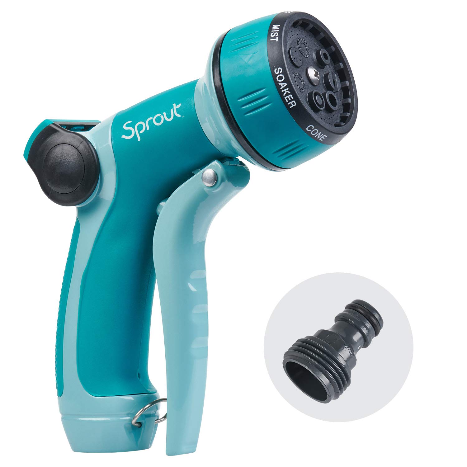 Sprout 65107-AMZ Metal Front Trigger 7-Pattern Nozzle and QuickConnect Product Adapter Amazon Bundle, Gooseberry Green