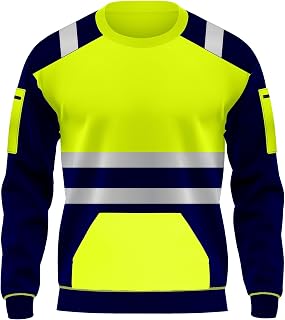 Sudaderas de forro polar de alta visibilidad con cuello redondo de alta visibilidad, para el trabajo, suaves, cálidas, acogedoras, S-XXL