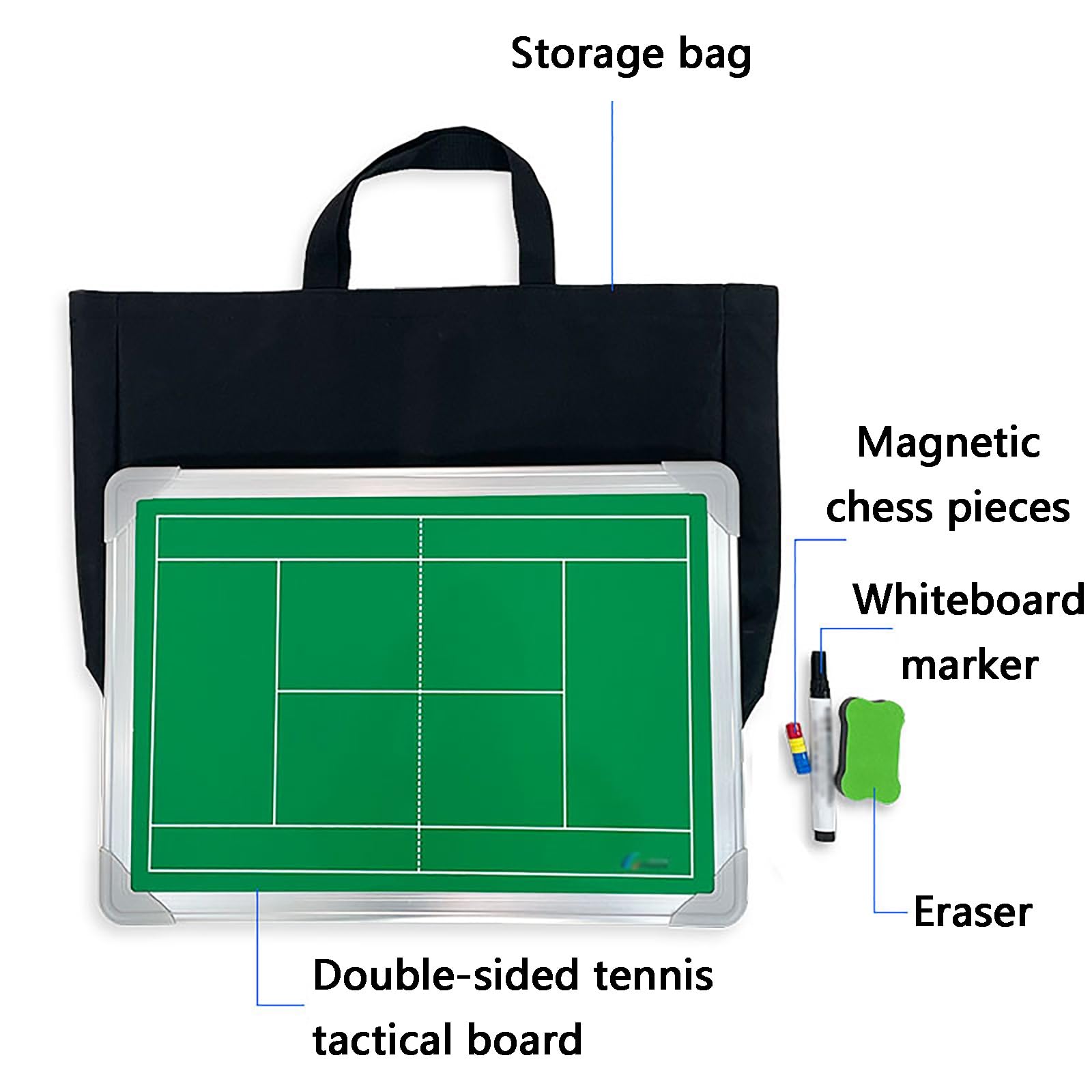 Lavagna Tattica da Tennis Bifacciale, Lavagna Magnetica per Allenatori di Tennis, Lavagna Bianca Cancellabile A Secco per Allenatori, con Borsa Portaoggetti, per Gare e Allenamenti