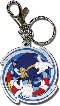 Great Eastern Entertainment Sonic The Hedgehog Spinning Sonic Keychain Multicolored, 2x7