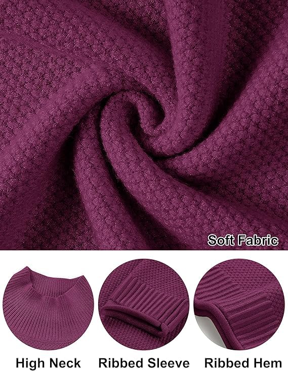 Image of MEROKEETY Women's Turtleneck Long Sleeve Sweater 2025 Fall Cozy Knit Loose Casual Trendy Pullover Tops Winter Clothes