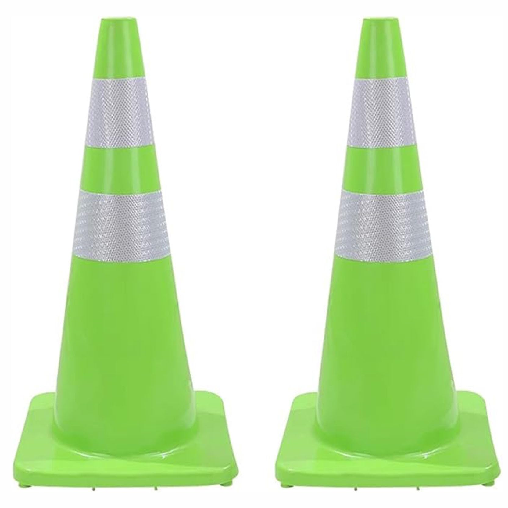 Lot de 2 Cônes de Signalisation Verts avec Base Lestée Cônes de Sécurité Adaptés Allées et à La Gestion de La Circulation Lors D'événements(Color:2C)