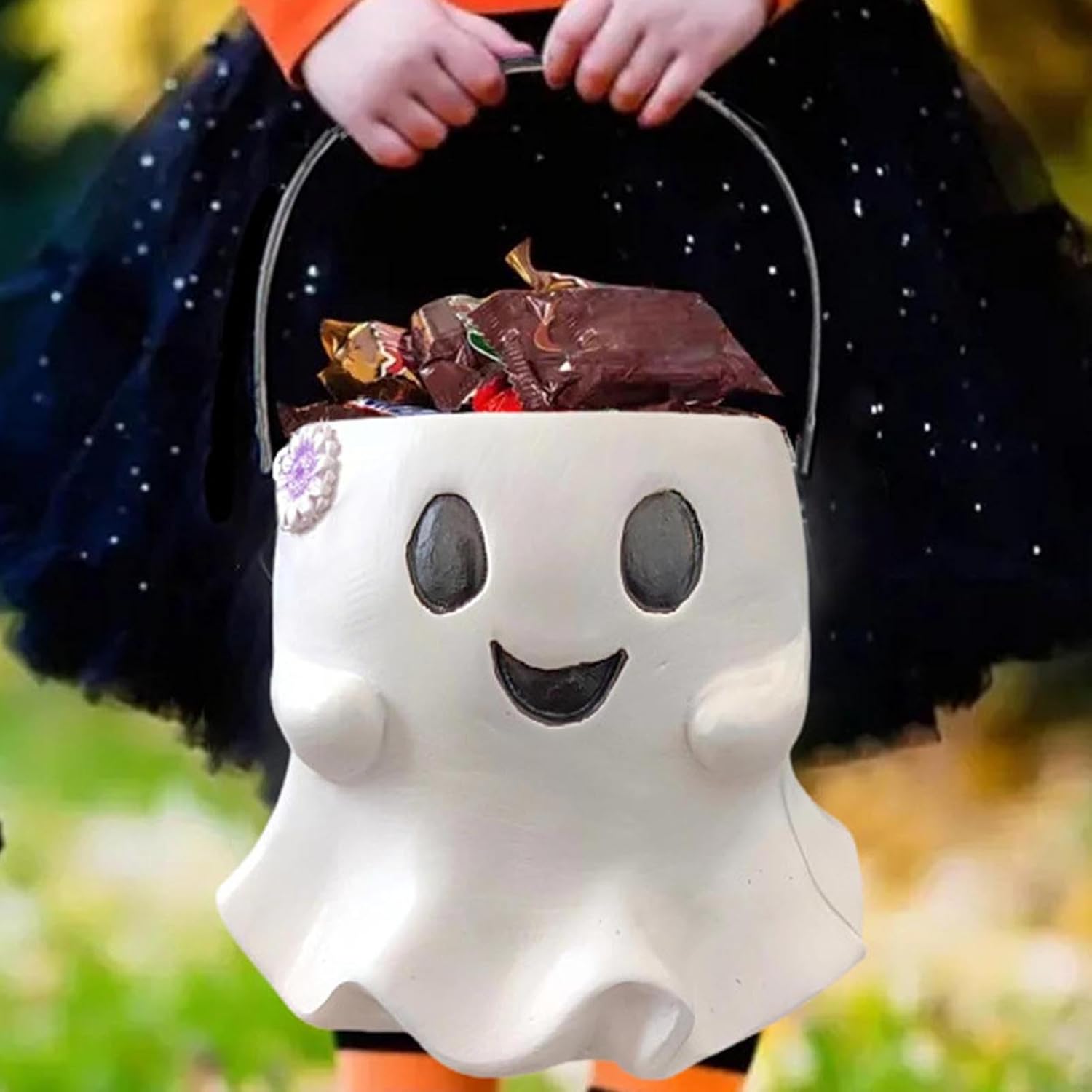 Funny Ghost Candy Bucket, Halloween Ghost Bucket - Resin Ghosts Decorations Buckets | Cute Ghosts Vase Halloween Treat Buckets, Party Gathering Scene Decoration