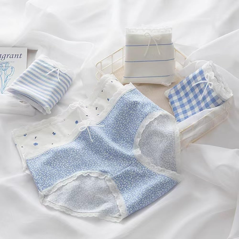 5 Pack Women Teens Cotton Brief Japanese Style Anime Lolita Panties Underwear Bikini Panty Set