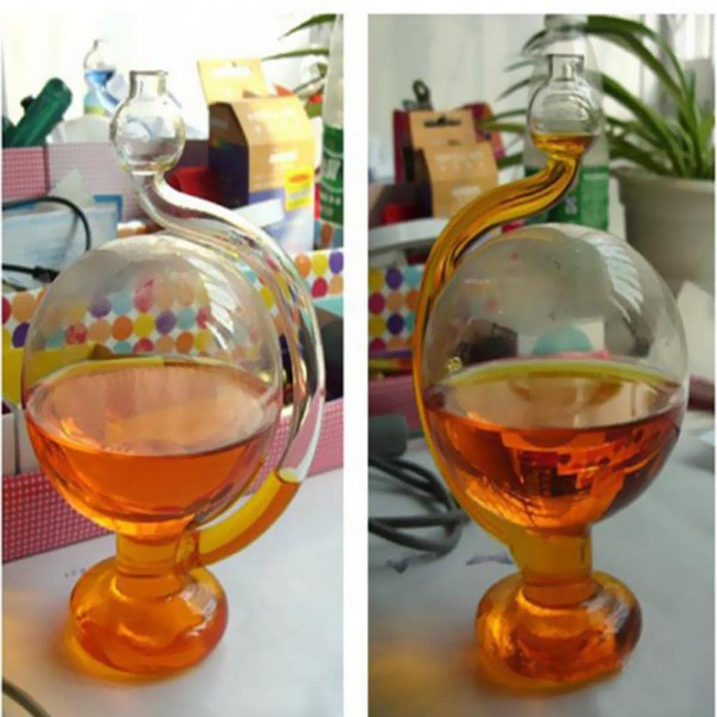 Qianly Wetterflasche Wetteranzeigerflasche Barometerflasche Deko Vase Aus Klarem Borosilikatglas mit DIY Einfärbung Und Sichtbarer Steigröhre für Geschenk, Blau