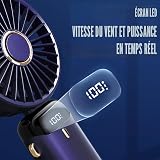 Jsdoin Hand Held Fan,Portable Handheld USB Rechargeable Fans with 5 Speeds,Battery Operated Mini Fan Foldable Desk Desktop Fans with LED Display for Home Office Bedroom Outdoor Travel (DarkBlue) - 4