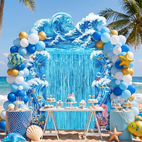 VitalCozy 7 Pcs Ocean Beach Backdrop Party Foil Fringe Curtain by VitalCozy - Used condition - Image 5