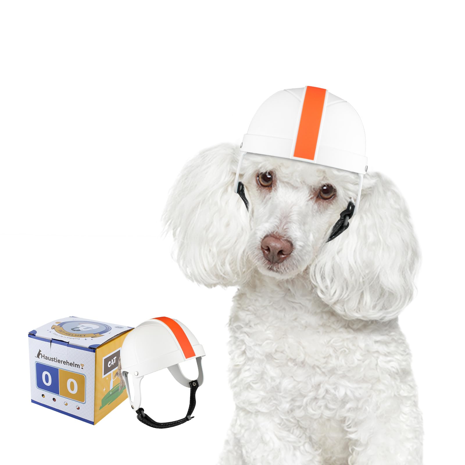 Enjoying Pet Helmet with Ear Holes, Bicycle Dog Helmet Doggy Hard Hat for Small to Medium Dogs Outdoor Riding, White, M — image 1