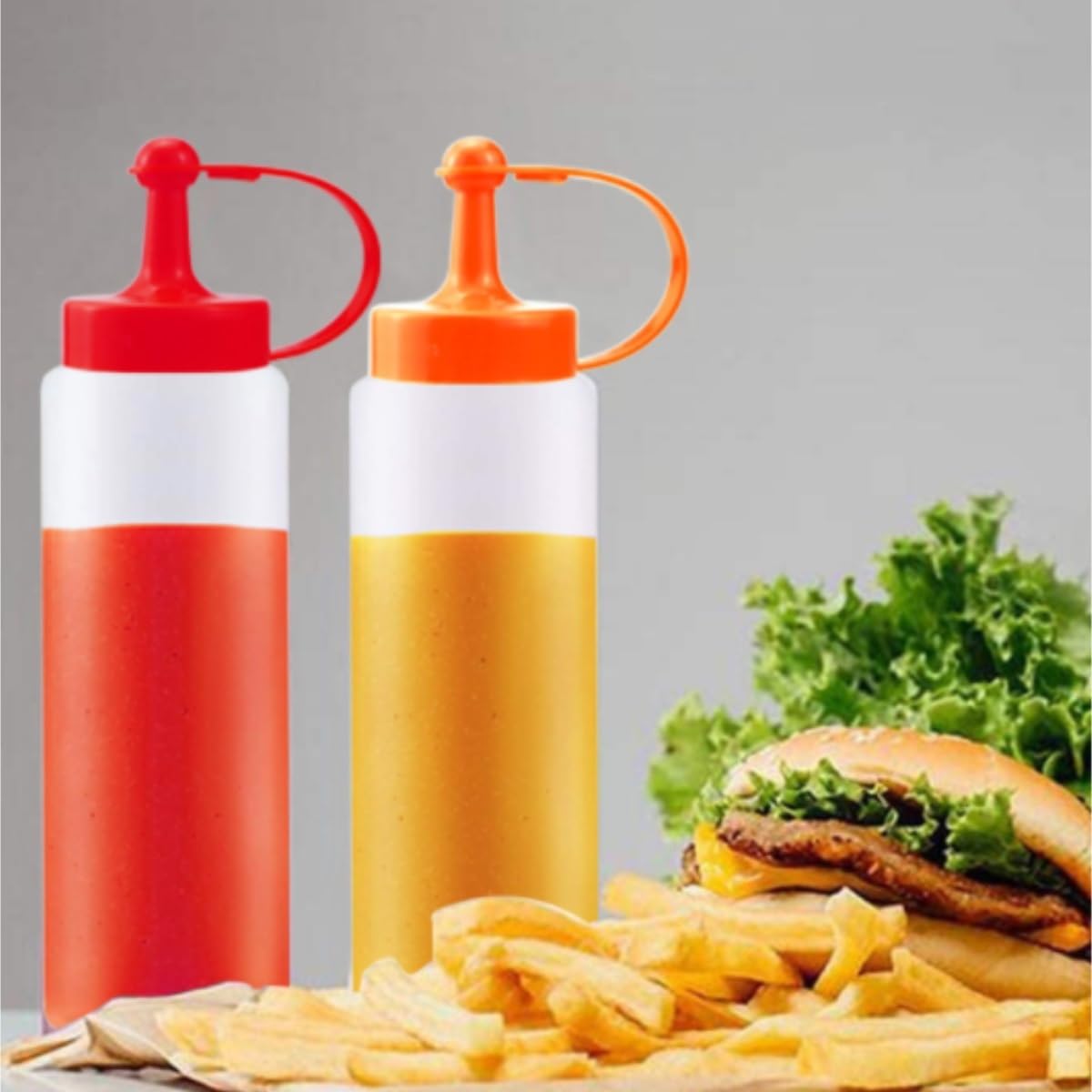Bottiglie per Olio Contenitore Olio Bottiglia for Ketchup, Bottiglia for Insalata, Bottiglia for Condimento da Cucina, 5 Pezzi Biberon Cucina(Oranje)