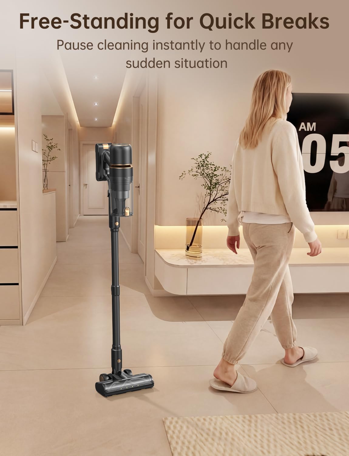 OXVAC Cordless Vacuum Cleaner 600W/58000Pa, 65-Minute Run Time Cordless Stick Vacuum with Self-Cleaning Filtration System, Freestanding, Tangle-Free, Suitable for Carpets/Floors/Pet Hair - Image 8