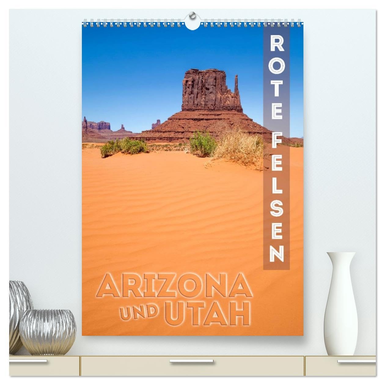 Calendrier 2026 Arizona et Utah A4 rouge vertical pour mur