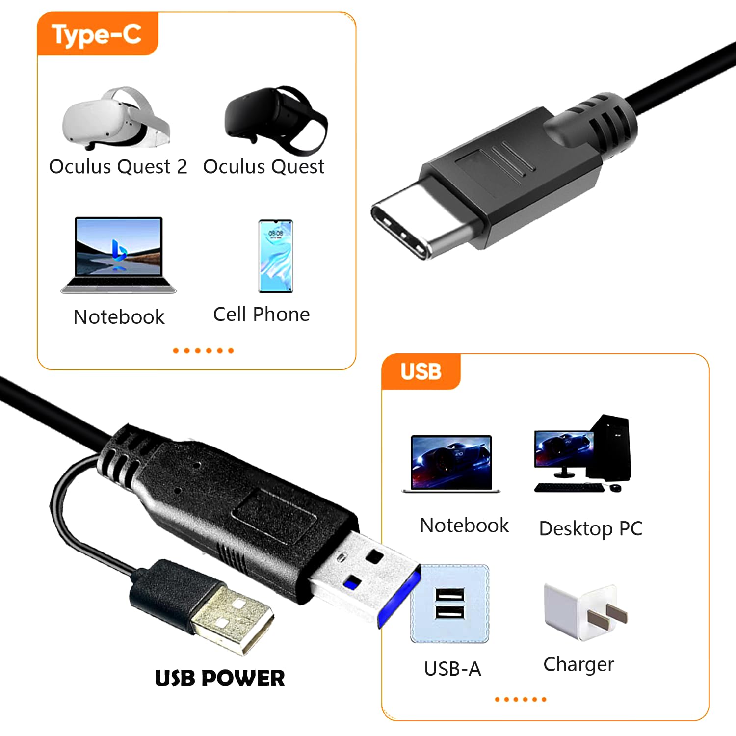 Cable USB 3.0 de 50 pies, extensor USB 3.0 (macho A a C-macho), cable extensor USB 3.0 compatible con cámaras web, cámaras, teléfonos, concentradores USB, ratones, teclados, impresoras