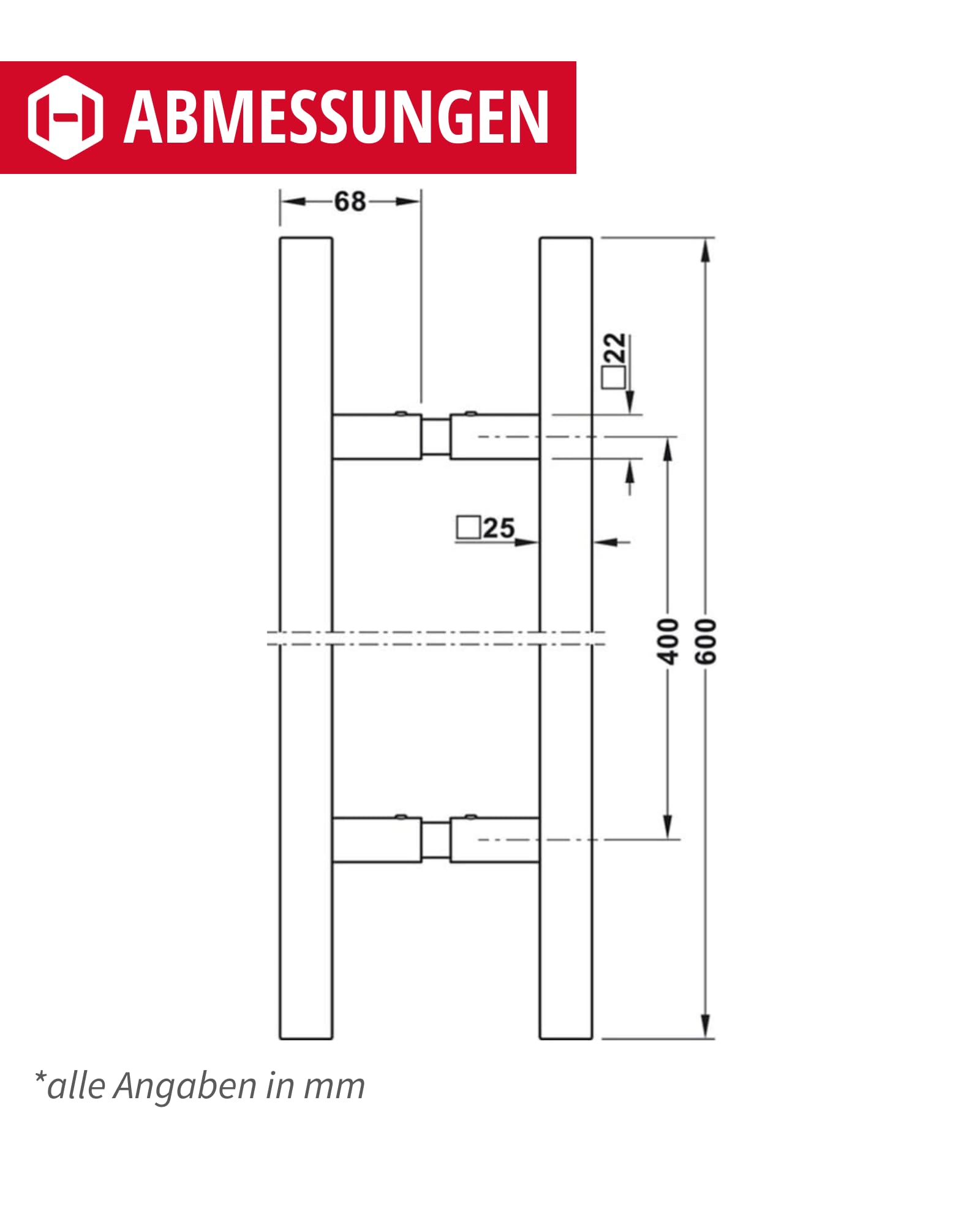 JUVA Design Stoßgriff Schiebetür Glas-Türgriff Edelstahl Türbeschlag schwarz | Stangengriff mit Länge 600 mm | Haltegriff für Glastüren & Holztüren | 1 Stangen-Griffpaar Zimmertür inkl. Schrauben