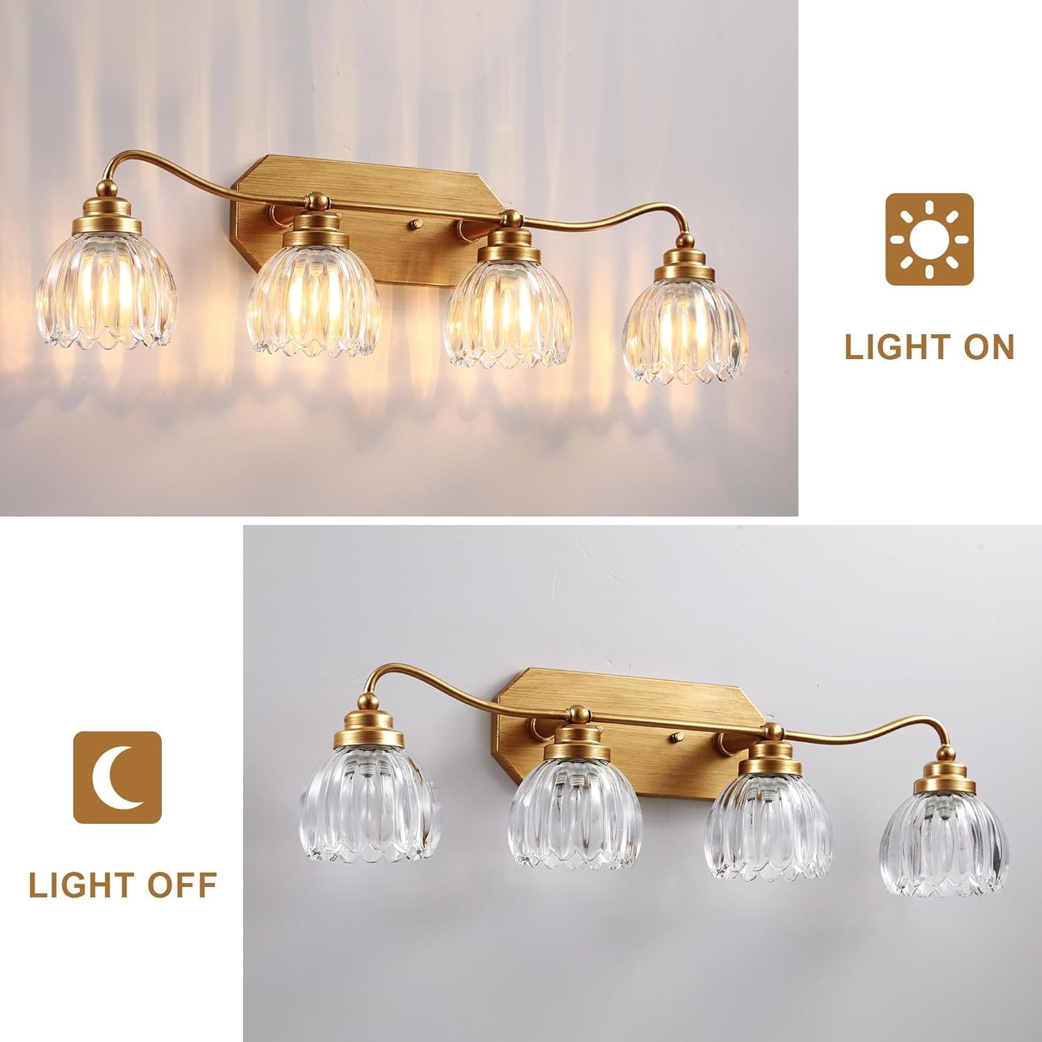 4 Pack Clear Tuli Glass Shade Replacements, 4.2"High, 5.2"Diameter, 1.65 "Fitter, Flower Art Blown Lampshades for Floor Table Wall Lamps Chandeliers