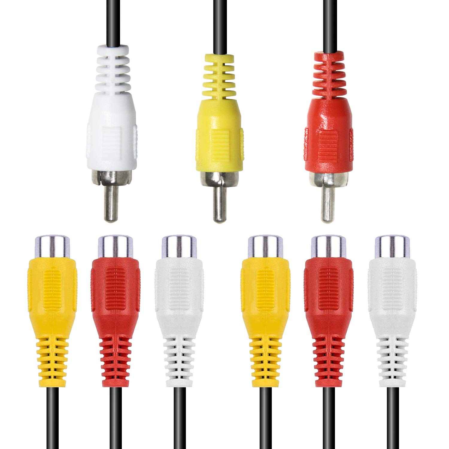 Ardest 3 RCA Macho Jack A 6 RCA Hembra Enchufes Av Splitter Estéreo Audio Video Cable Adaptador