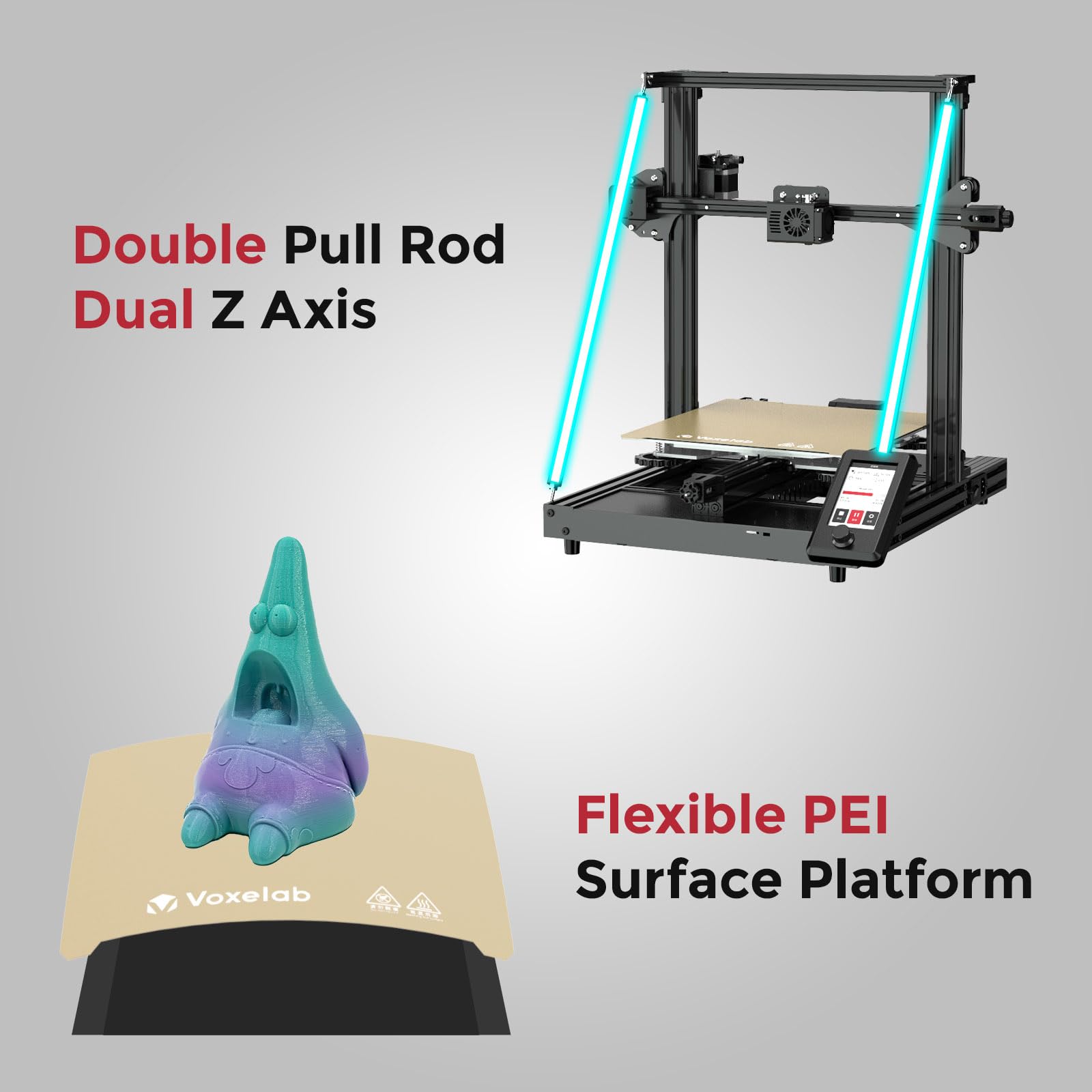 Impresora 3D Voxelab Aquila X3 Plus, Plataforma Pei Flexible, Sensor de nivelación de 25 Puntos, Sensor de filamento y Carga/Descarga automática de filamento