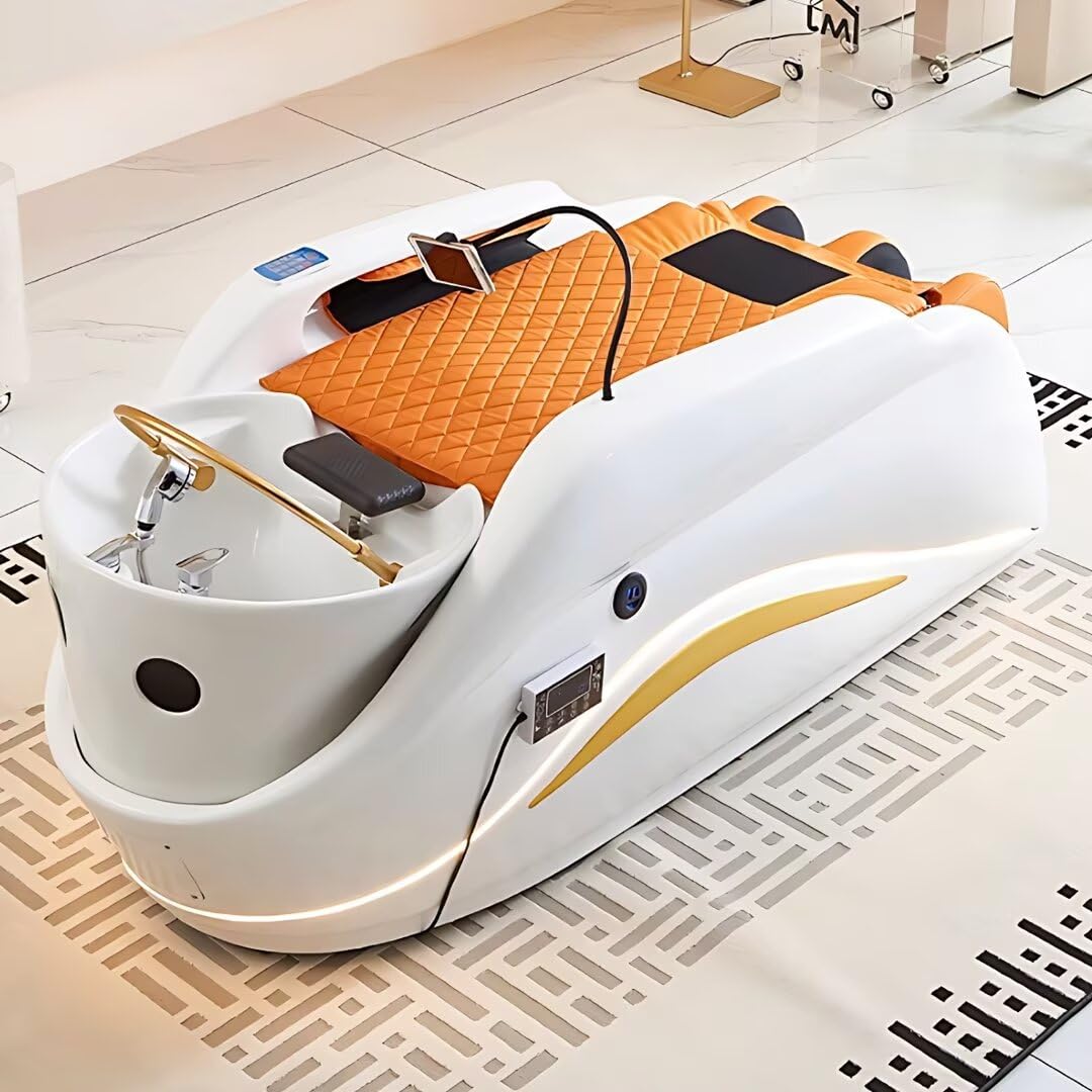 Professionelles Kopf- Und Gesichtsmassagebett mit Einzigartigem, Geschwungenem Design, Salon- Und Spa-Ausstattung Inklusive Ganzkörpermassage, Wasserzirkulation Und Handyhalterung