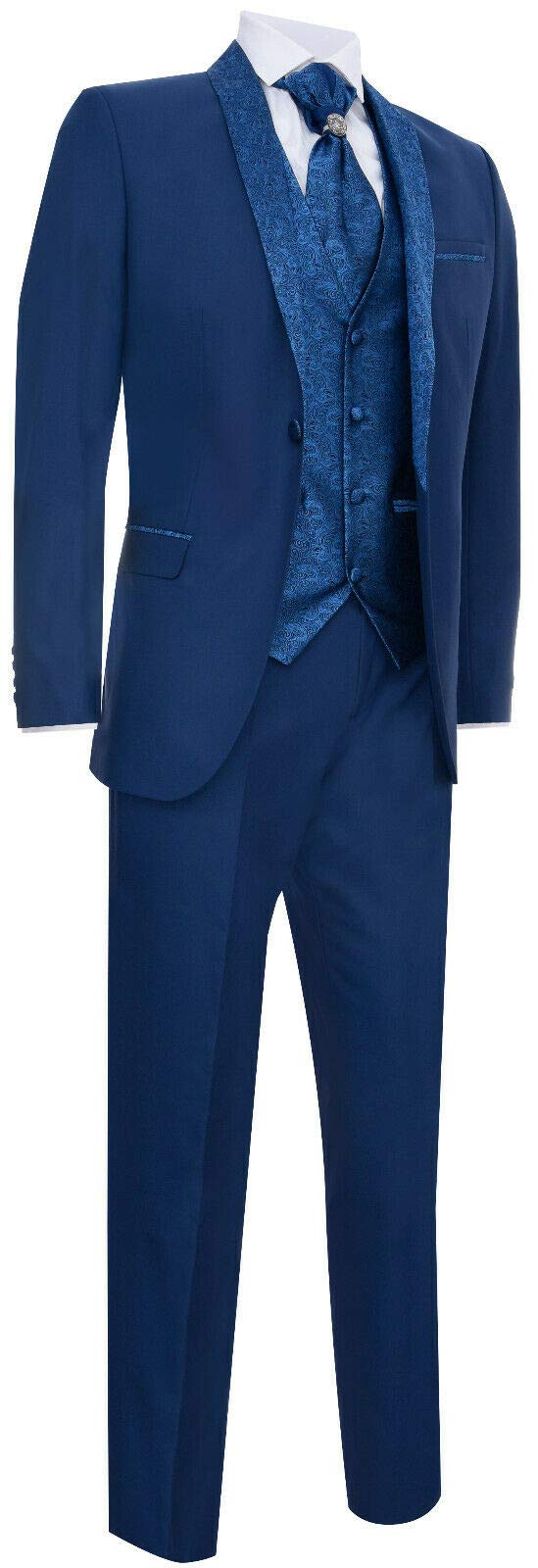 Tru Clothing Abito da Uomo 4 Pezzi Sposo Collo Sciallato Cravatta su Misura