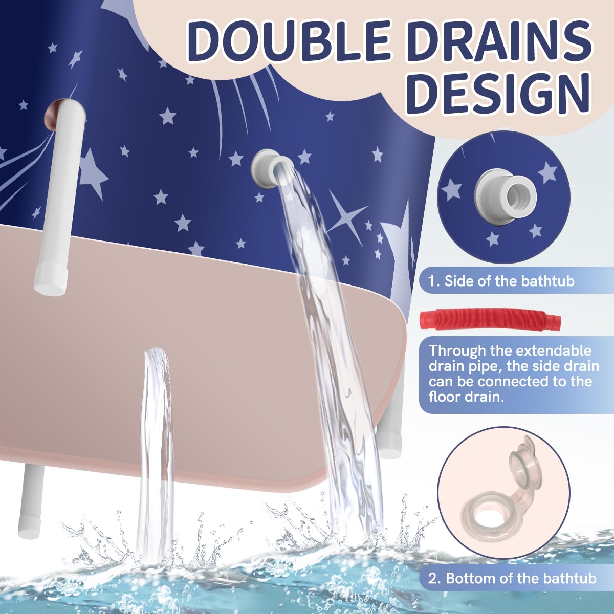 Xverycan Vasca da Bagno Pieghevole, Vasca da Bagno Adulti 113x68x57cm, Portatile Freestanding Vasca da Bagno con Cuscino Insufflazione, per Confortevole Interni Bagno SPA Campeggio All'aperto