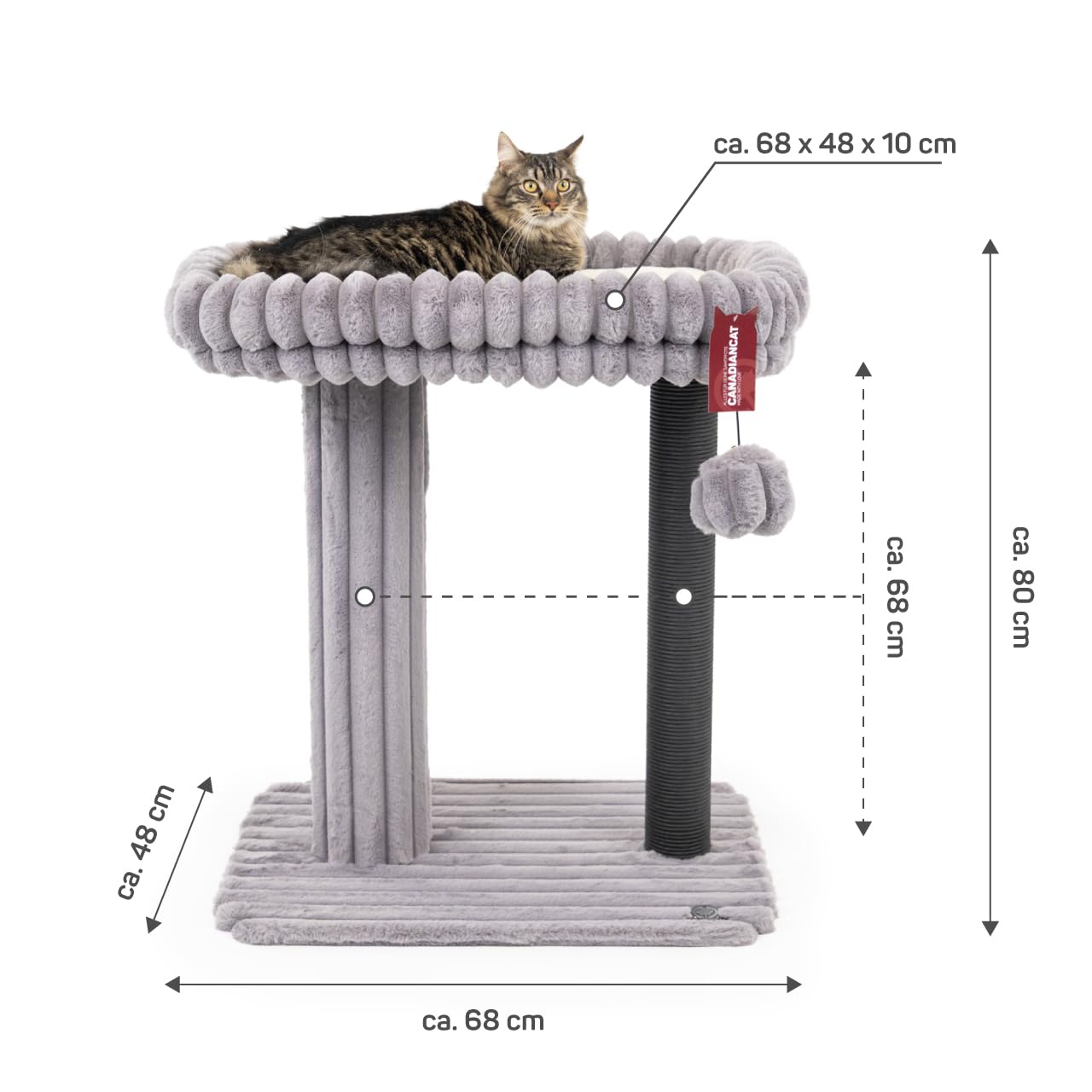 CanadianCat Company | Katzen Kratzbaum Charlotte - grau | 68 x 48 x 80 cm | Katzenmöbel, Kletterturm