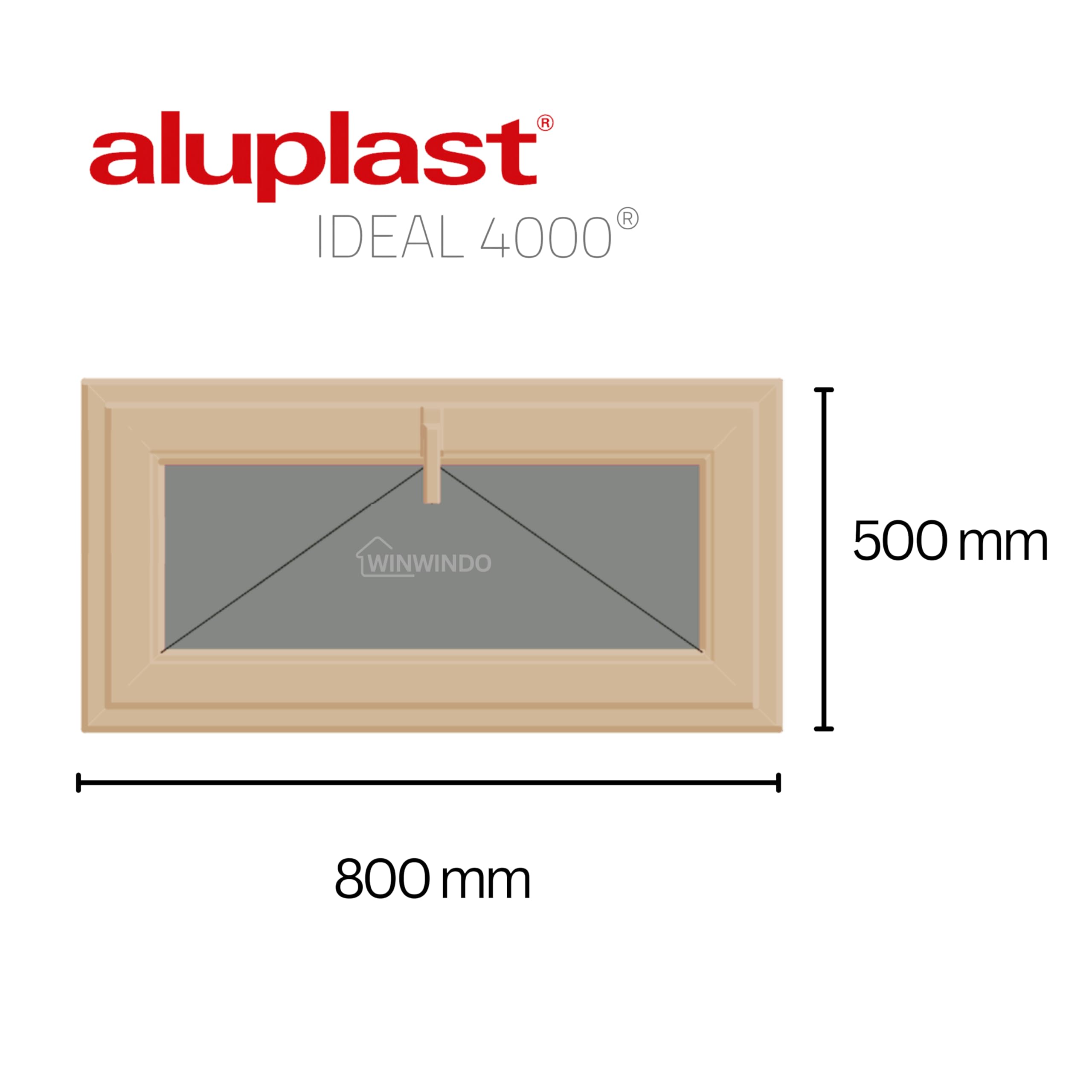 Ventana PVC Reforzada Roble Dorado | Oscilante | Cristal Climalit | Perfil ALUPLAST | Entrega 24/48h (800x500 Vidrio Transparente)