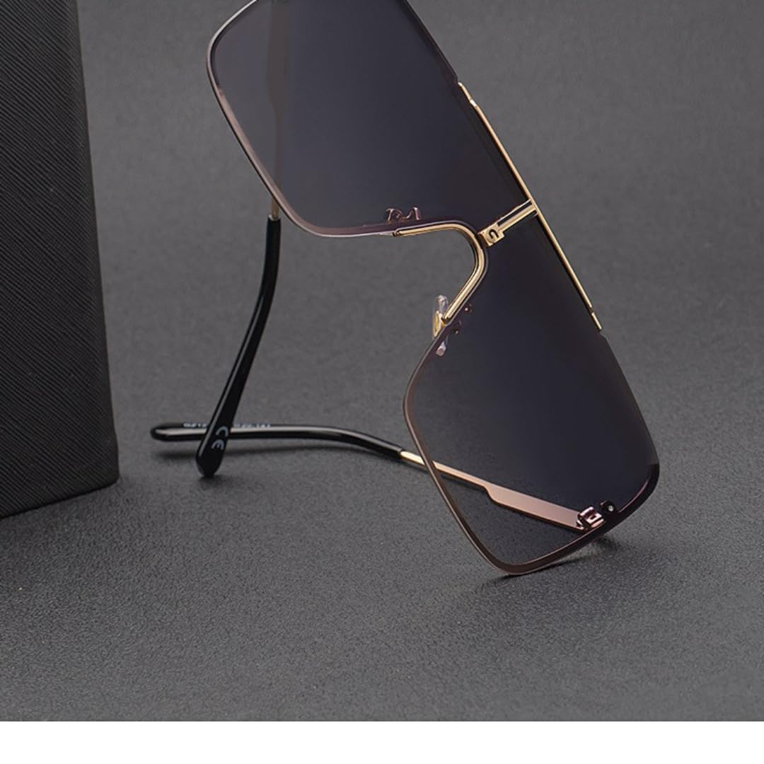 Modische Oversize-Sonnenbrille mit großem Rahmen aus luxuriösem Metall