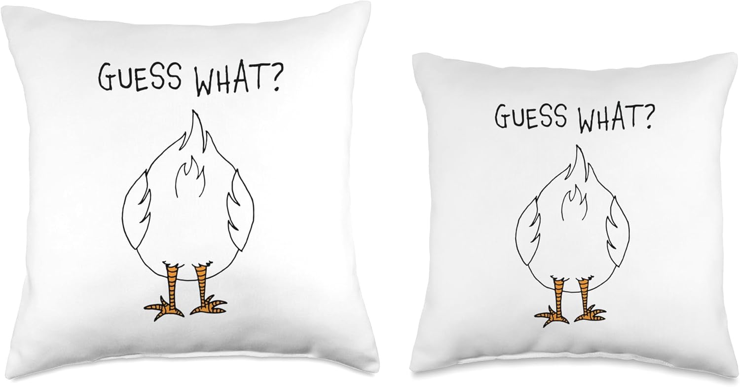 Funny Corny Dad Joke design Guess What Chicken Butt Throw Pillow
