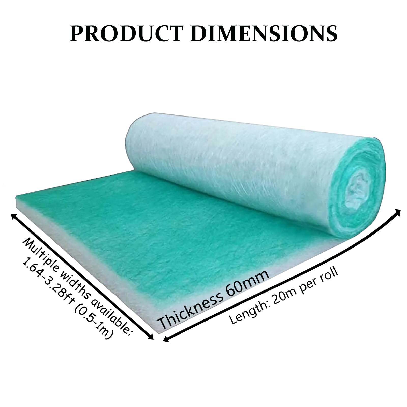Filtros de Cabina de Pintura,Filtros De Ventilación De Fibra De Poliéster,Doble Capa Filtro de Cabina de Pulverización Fuerte Adsorción Filtro de Cabin(Size:1.96x65.6ft(0.6x20m),Color:Thickness: 60mm)