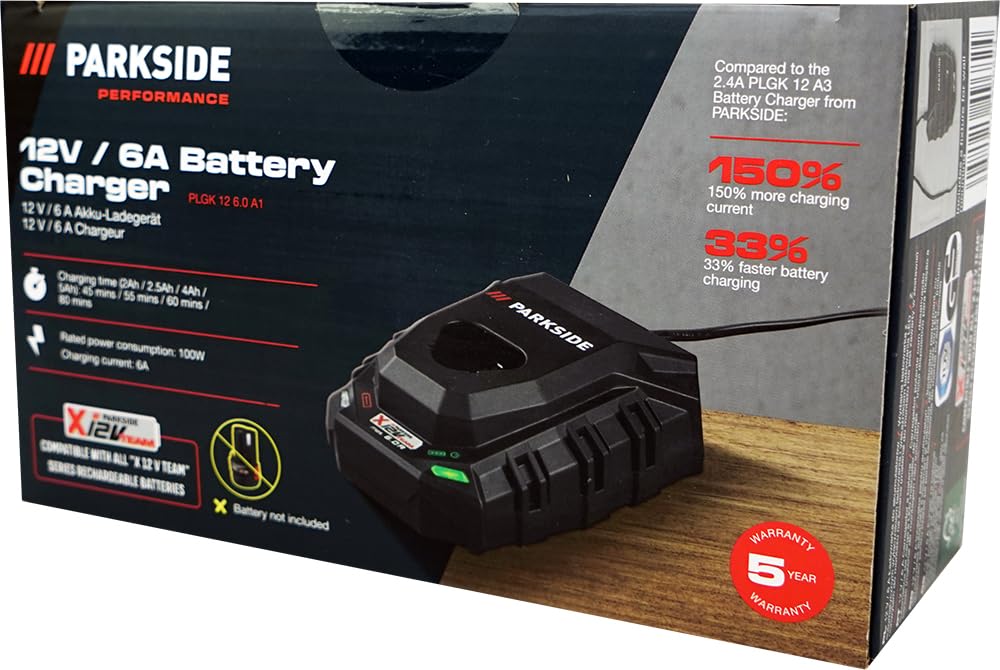 HEADNMORE® Bundle – Parkside® akumulator 12 V 4 Ah + ładowarka Performance 6A + breloczek do kluczy