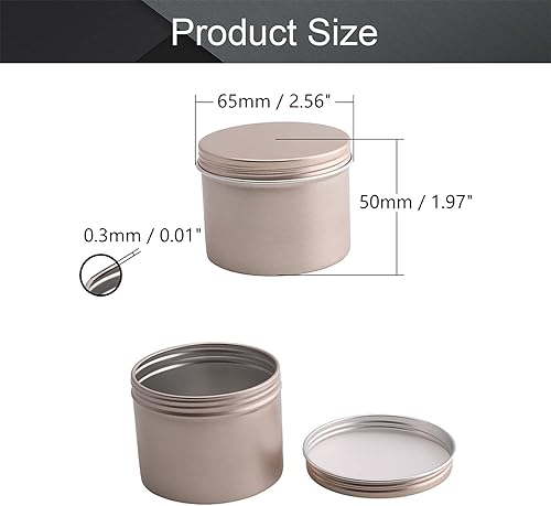 Vista 105 de Othmro Latas redondas de aluminio para tapas de metal, con tapa de rosca de 2.0 fl oz/2 onzas, 2.677 x 0.984 in (D* H) contenedores de aluminio