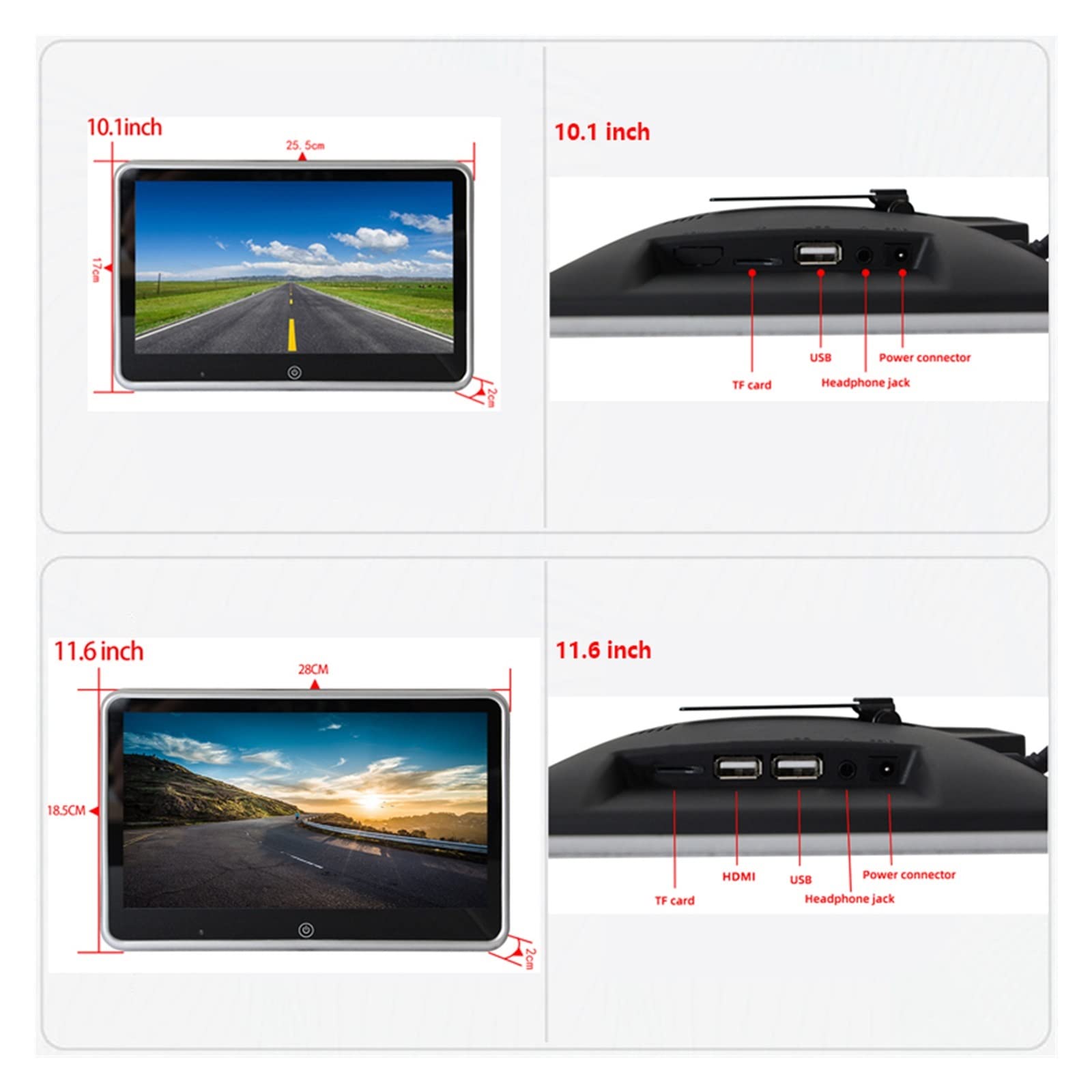Appui-tête Voiture Moniteur écran Tactile 1080P HD MP5 Automotivo siège arrière Affichage lecteurs vidéo FM IR USB TF Link(1PCS 11.6 inch MP5)
