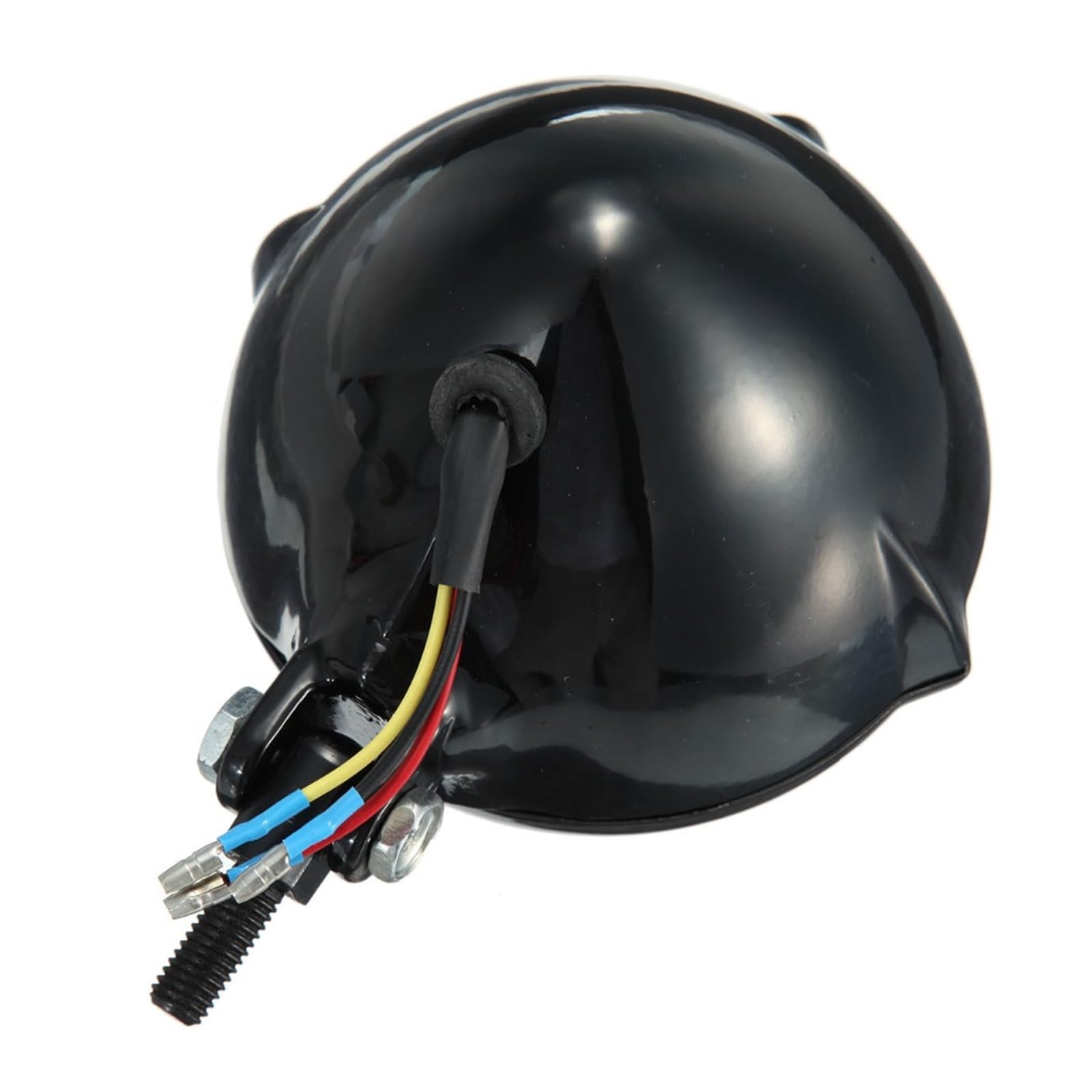 Chromowana czarna zabytkowa żarówka motocyklowa Bates Style H4 Żółta lampa przednia, do Harleya, Bobbera Choppera Reflektor Fairing Light(Schwarz)