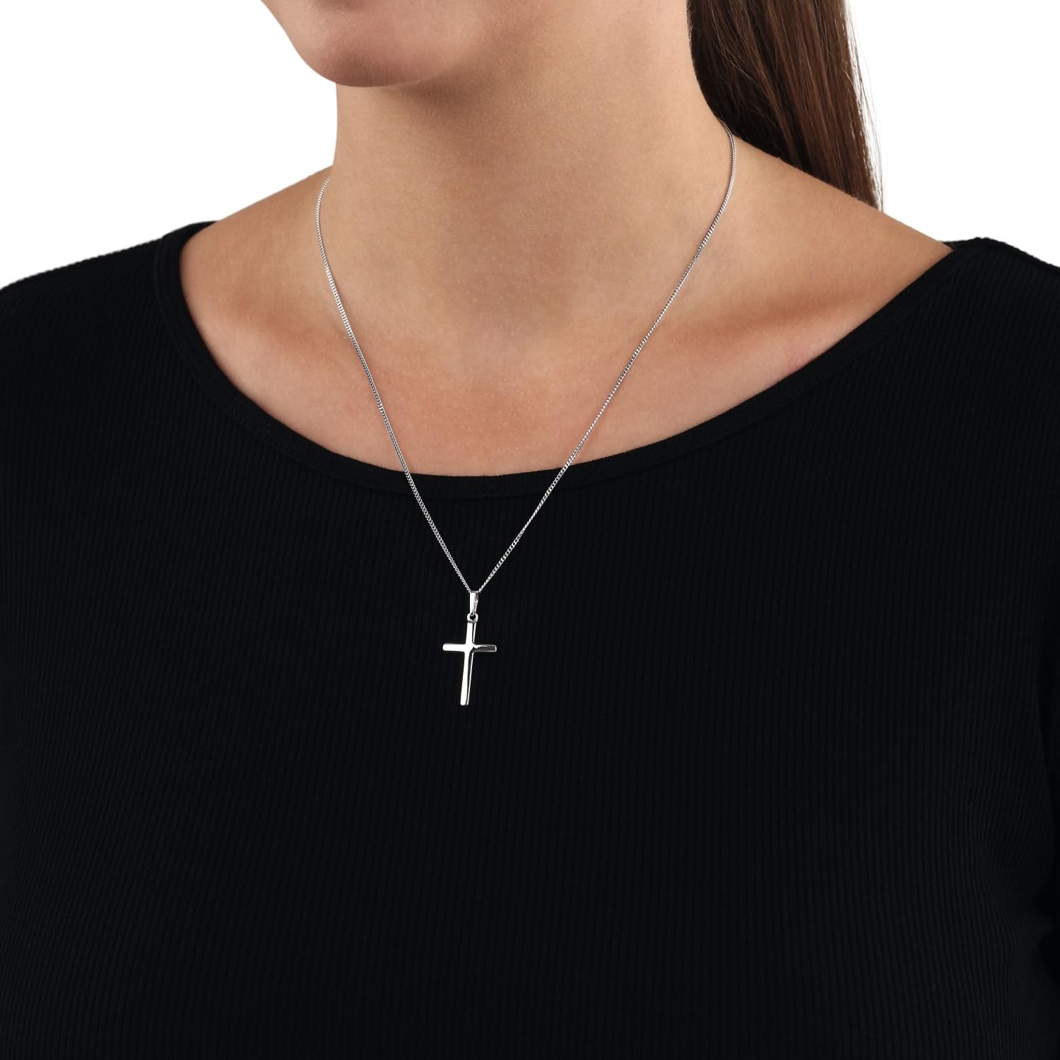 Amor - Unisex Damen Herren Halskette 925 Silber - Kreuz Anhänger - AMR-N0036
