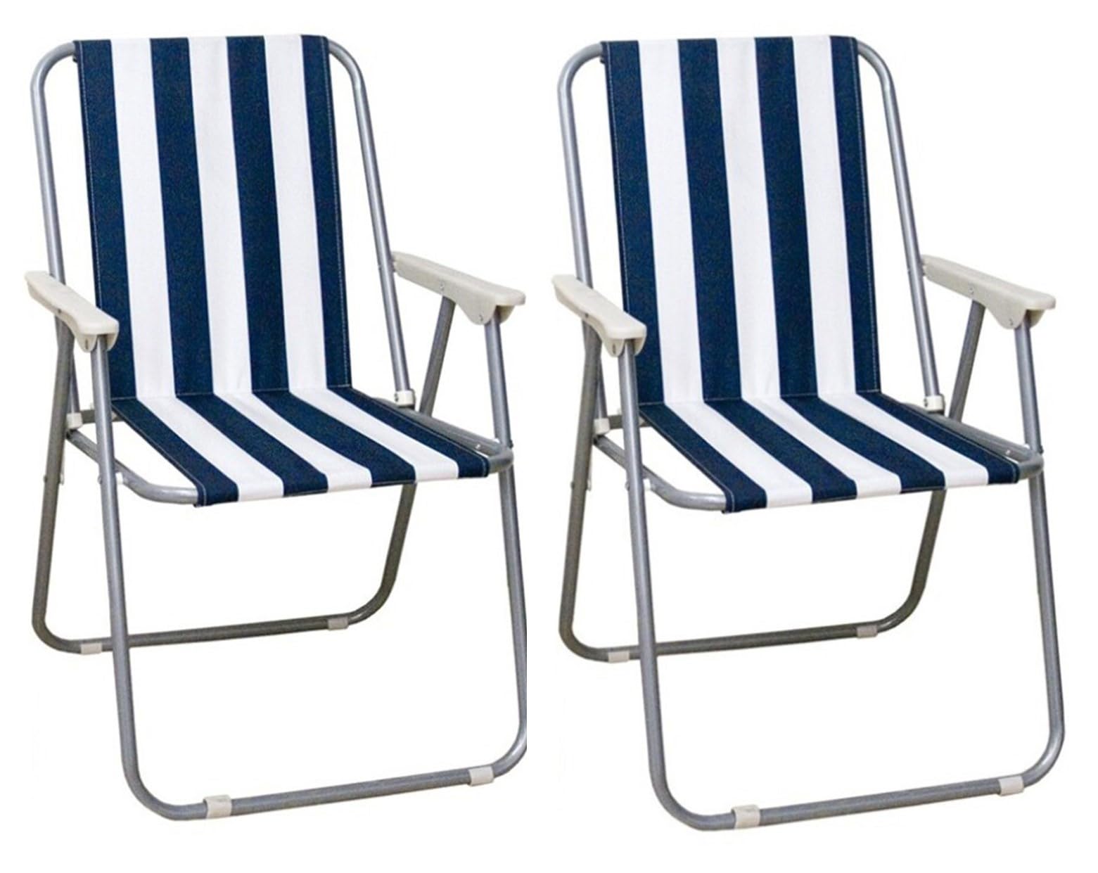 GREATOOL Silla de Playa Plegable con Reposabrazos, 75 x 53 x 43cm, Silla de Playa Plegable, Silla Ideal para Playa, Jardín, Terraza (Raya Azul, 1 Unidad)