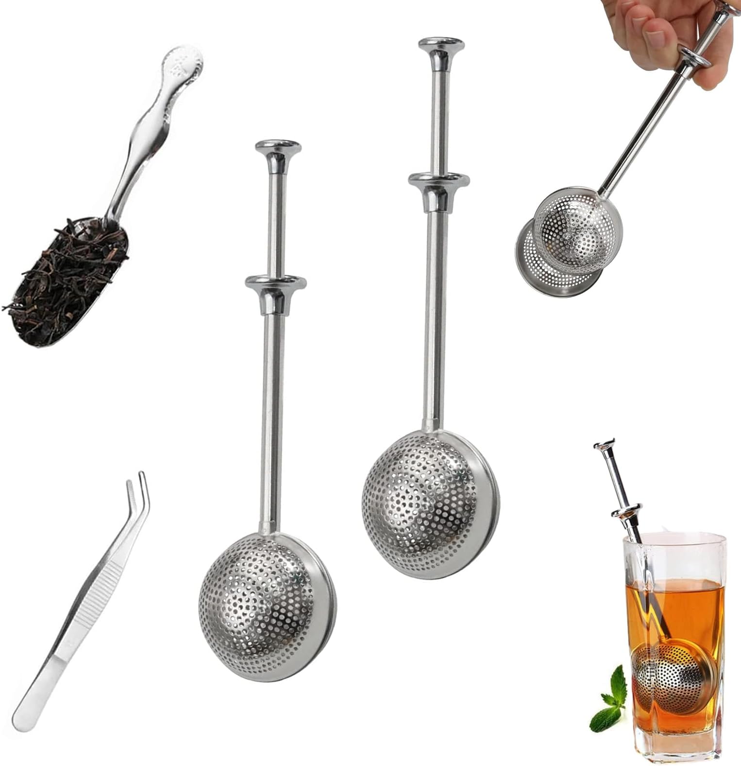 2 Stück Teesieb Aus Edelstahl Mit Teleskopgriff - Vielseitiges Sieb Für Tee, Kaffee Und Backzutaten