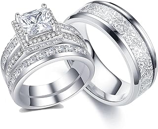 CEJUG Wedding Bands Sets for Him and Her Couples Wedding Rings Engagement Ring Bridal